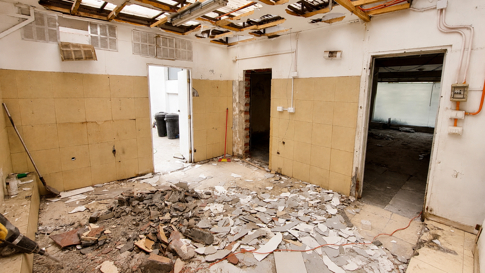 Demolición interior durante la intervención de GAES Viña Rialto